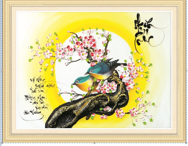 Tranh đính đá hạnh phúc 77x60cm CHƯA ĐÍNH