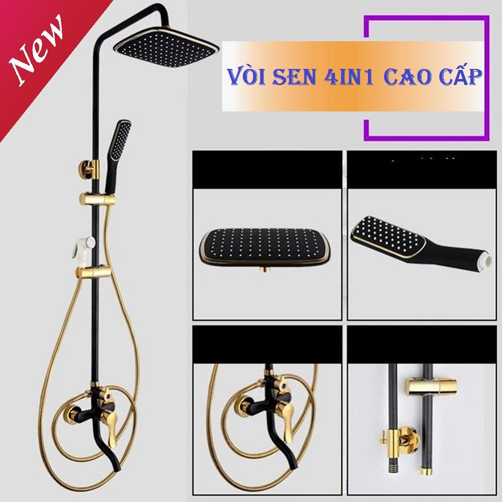 Vòi Sen Nhà TắmBộ Vòi Tắm Hoa Sen Nóng Lạnh Giá RẻBộ Vòi Sen Đứng 4 Trong 1 Loại Van Xoáy, Chất Liệu Đồng Đúc Cao Cấp, Tia Nước Mạnh Với 4 Chế Độ Massage Cơ Thể