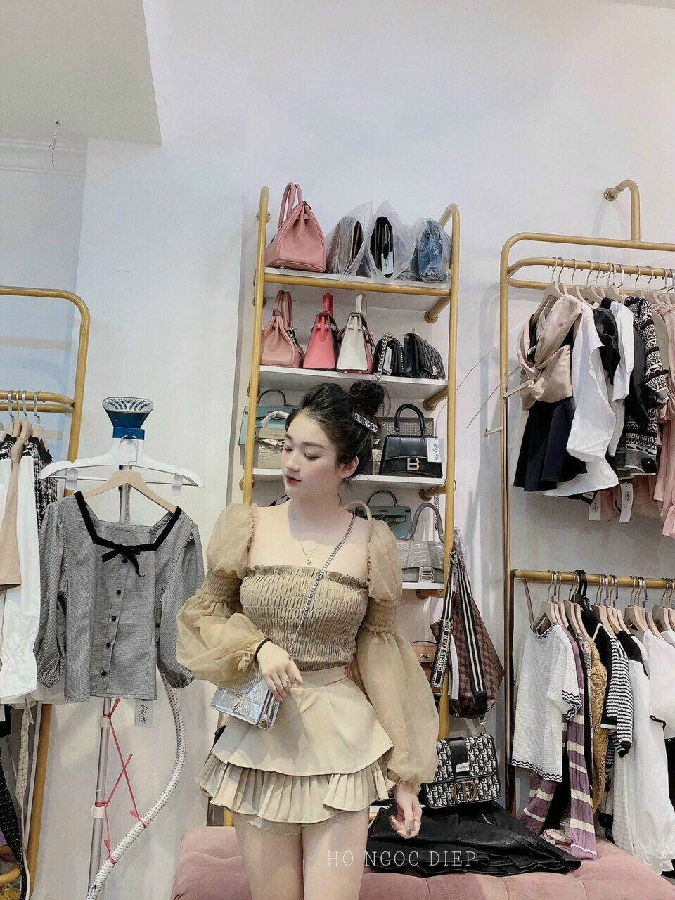 Áo Kiểu Hot Trend Mới Tay Lưới Thân Nhún Bánh Bèo Điệu Đà TTSA0722