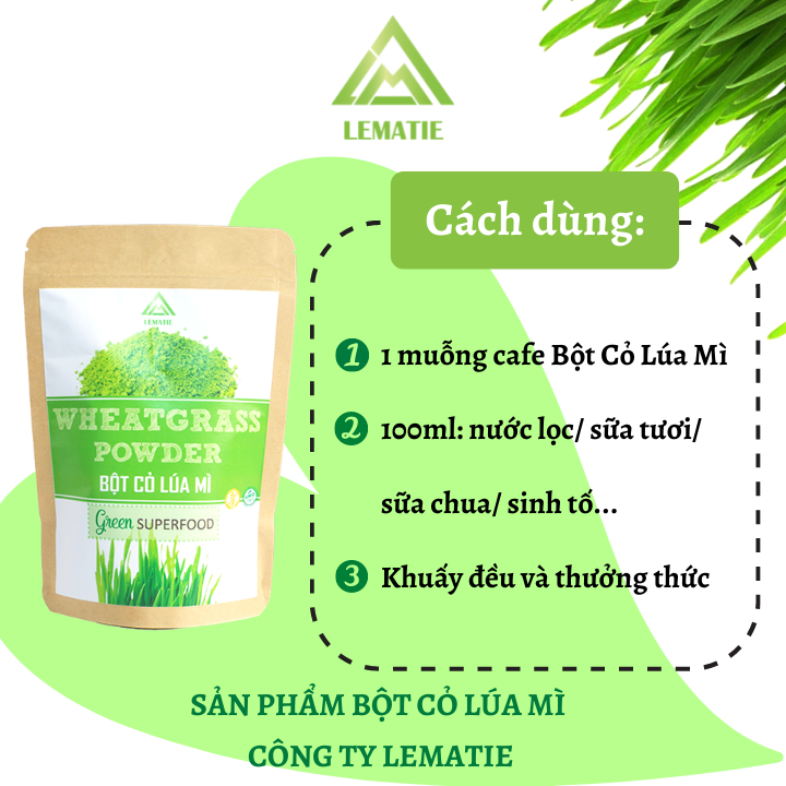 Combo 02 Túi Bột Cỏ Lúa Mì Lematie (Túi Zip 100g)