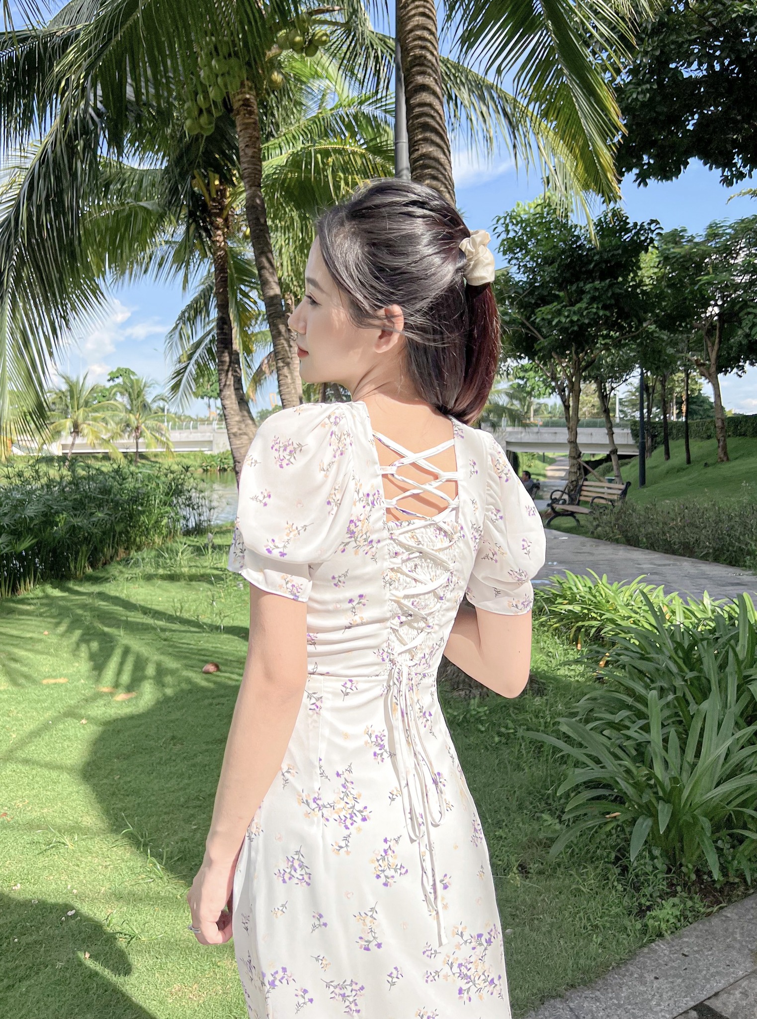 Đầm TALY- Đầm hoa dài dây chéo lưng