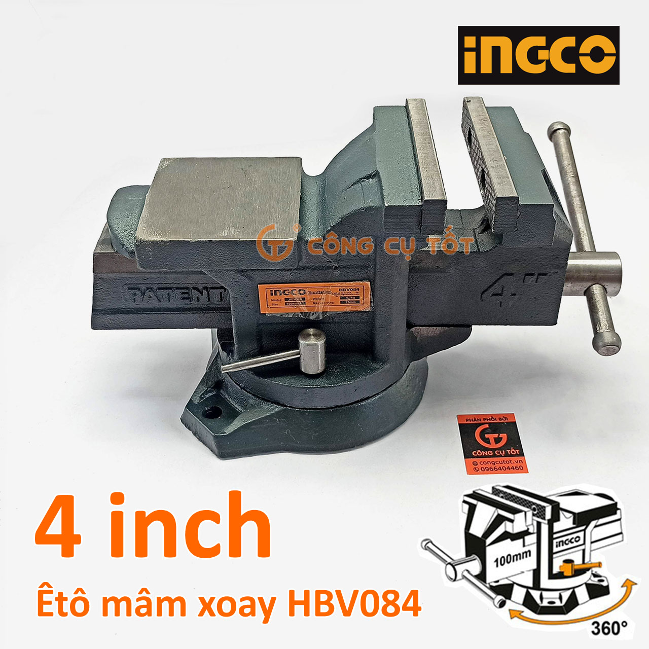 Eto kẹp bàn - eto mâm xoay má kẹp ingco hbv084 và total tht6146, tht6166 size tùy chọn