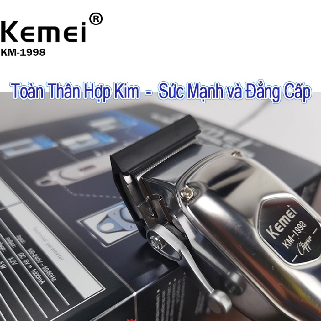 Tông đơ cắt tóc có đèn LED kemei KM 1998