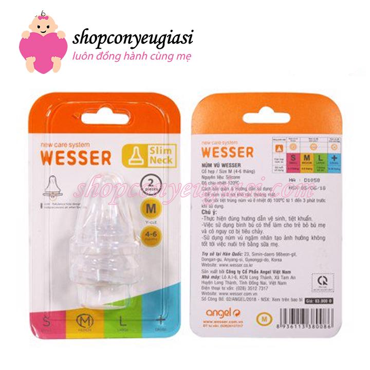 [HCM]Núm Ty Wesser SIlicon Cổ Hẹp  - New - Size S M L + - Vĩ 2 cái