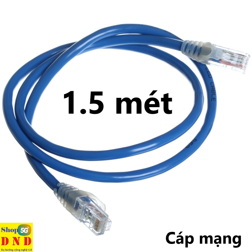 Cáp mạng (Lan) 1,5 mét đúc sẵn 2 đầu (xanh) Cat5E