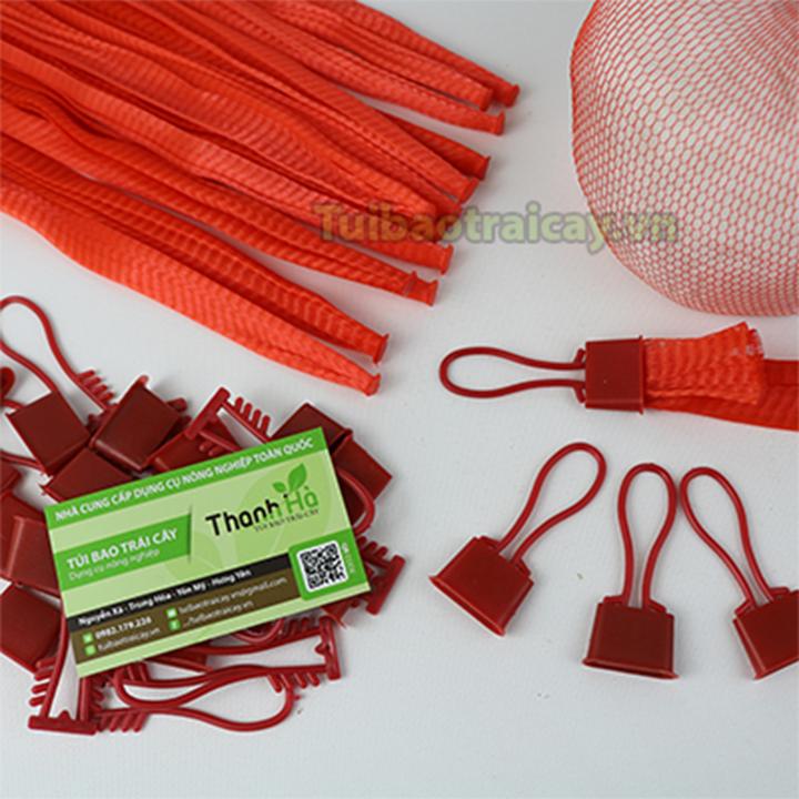 1Kg Túi lưới đựng trái cây kèm khóa dài 40cm màu đỏ