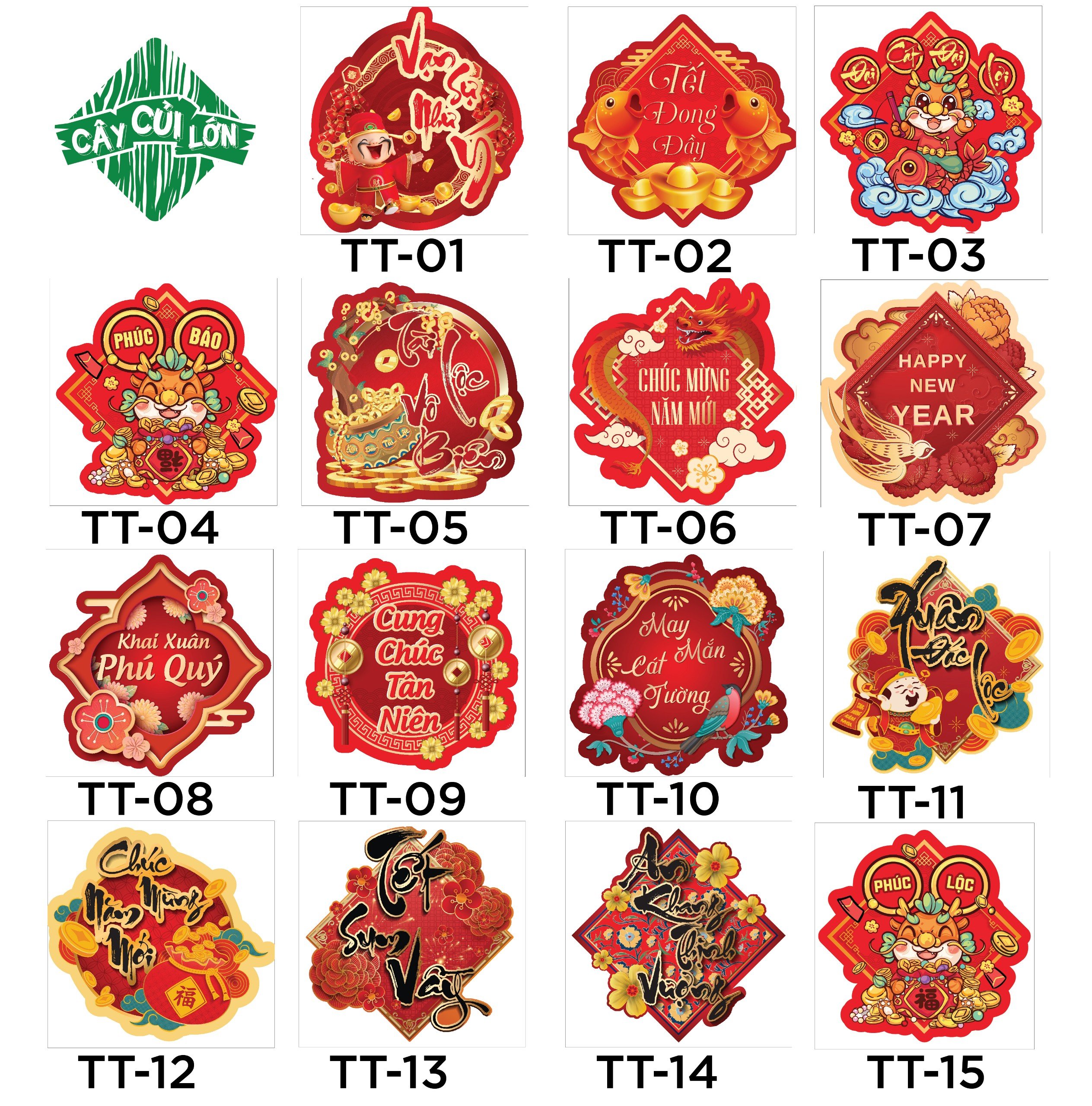 SET 10 TẤM TEM TẾT 8.5X8.5CM