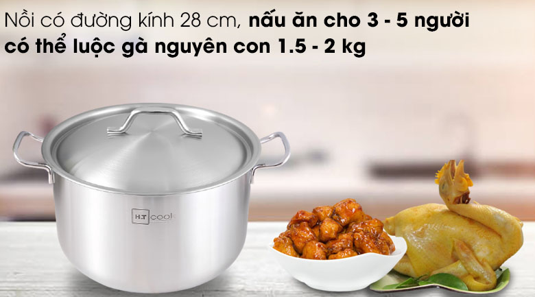 Nồi HT Cook 28cm/30cm/32cm luộc 2 con gà