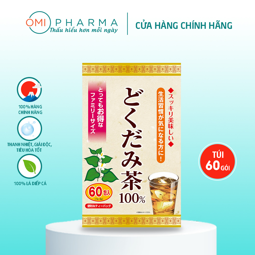 Trà diếp cá yuwa 100% lá diếp cá giải nhiệt giải độc mùa hè yuwa dokudami tea 100% gói 60 gói
