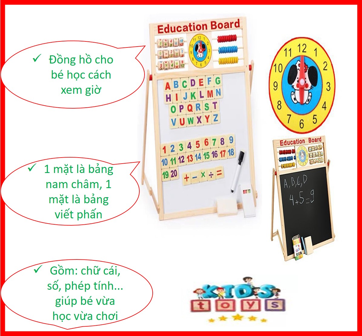 Table from 2 face Education Board and digits for baby, magnet board 2 surface for baby learning numbers and letters, with both the clock school watch hours