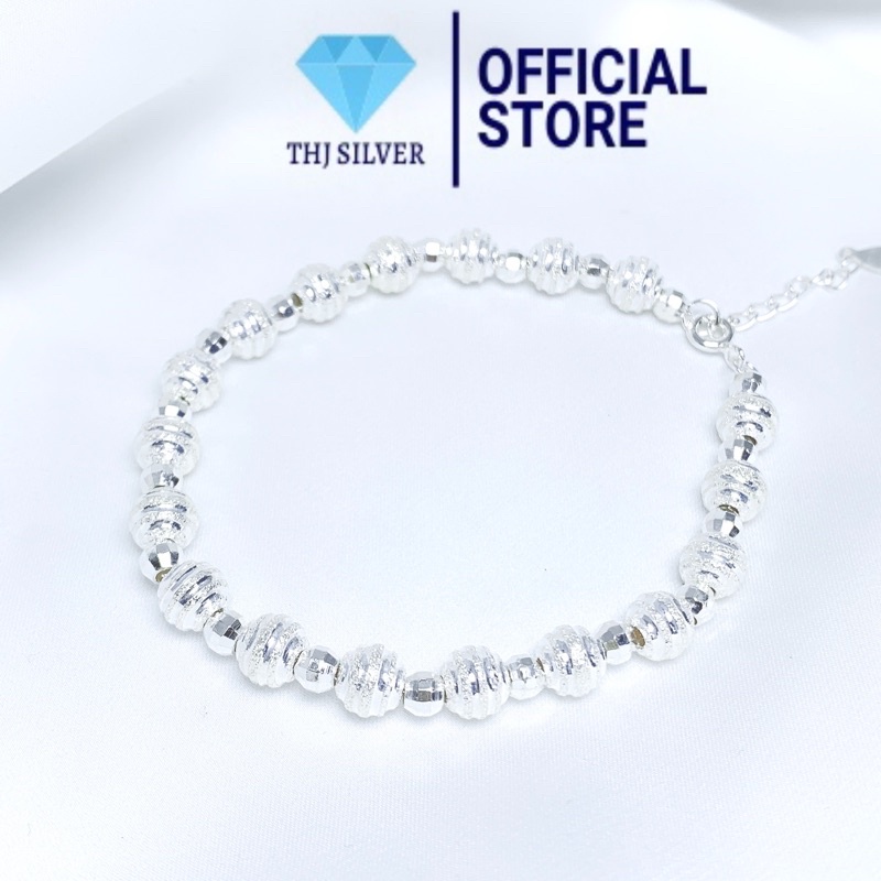 Lắc tay bi cát phay sáng đẹp bạc ta nguyên chất