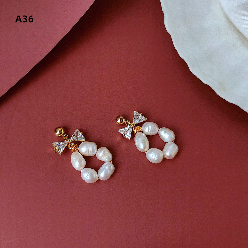 Bông tai NGỌC TRAI THẬT, 5 hạt ngọc
