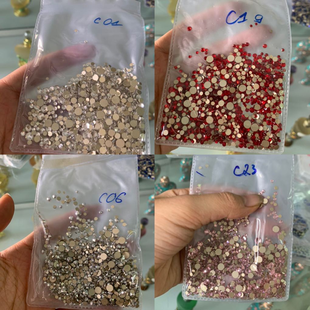 Đá chân vàng mix size ss4 đến ss20