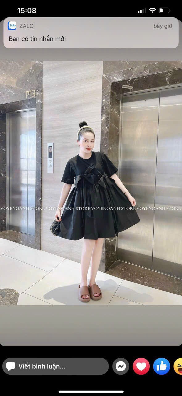 Đầm nơ dáng babydoll siêu dễ thương