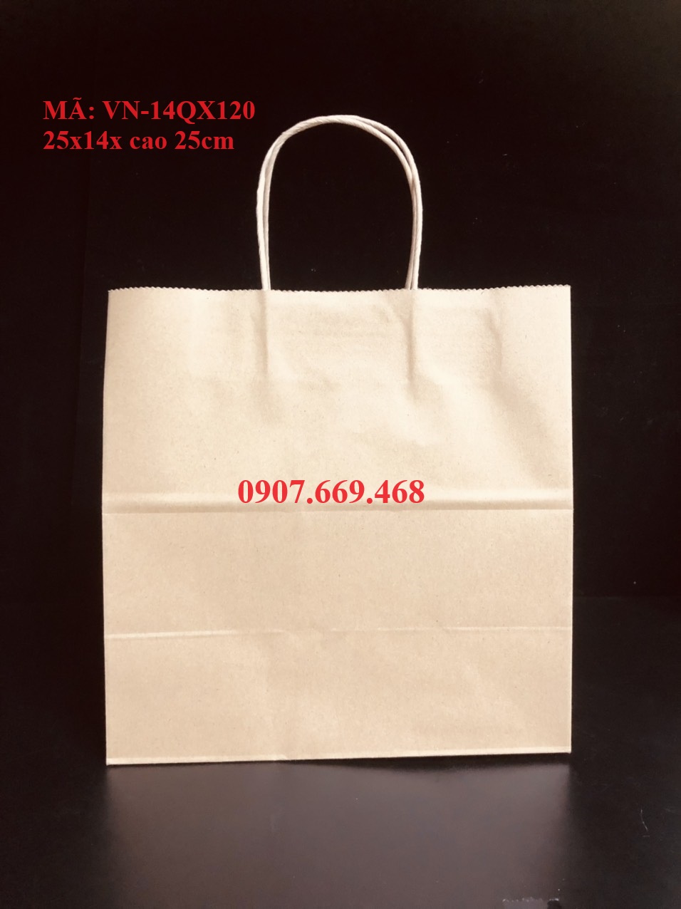 Túi giấy kraft nâu có quai xách (100 túi)
