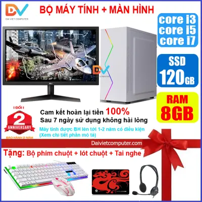 Bộ máy tính Game LED Trắng + Màn 20 24 inch G2010 / i3-2100-3220 / i5-2330-3330/ Ram 4-8GB/ SSD 120-240GB/ VGA 1-2G PUBG Mobile, LOL, CF, Fifa, Cs, GAT 5 ... [Tặng Phím chuột, tai nghe, bàn di] GAG2 GAi32 GAi33 GAi52 GAi53 LDV