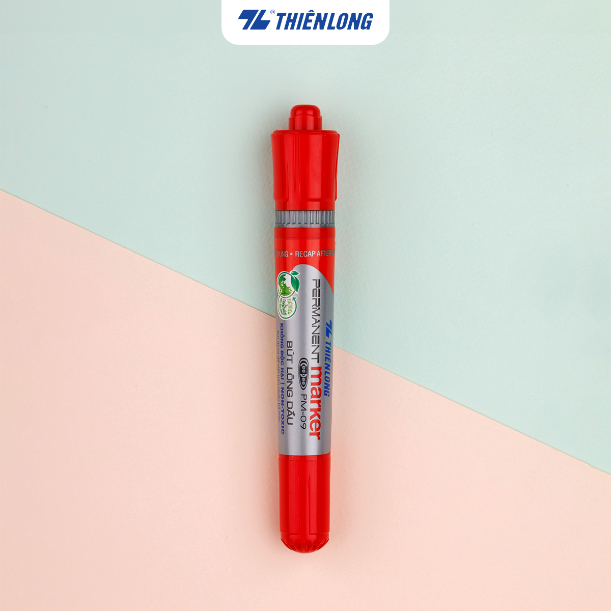 Bút lông dầu Thiên Long PM-09 2 đầu bút, mực đạt tiêu chuẩn Châu Âu, bám dính tốt trên nhiều vật liệu