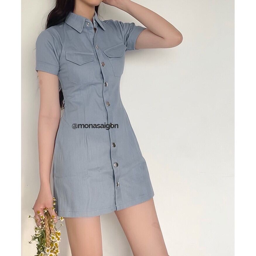 [VOUCHER 12%/149K] Đầm sơ mi kaki MONÁ - HEBE TRẮNG