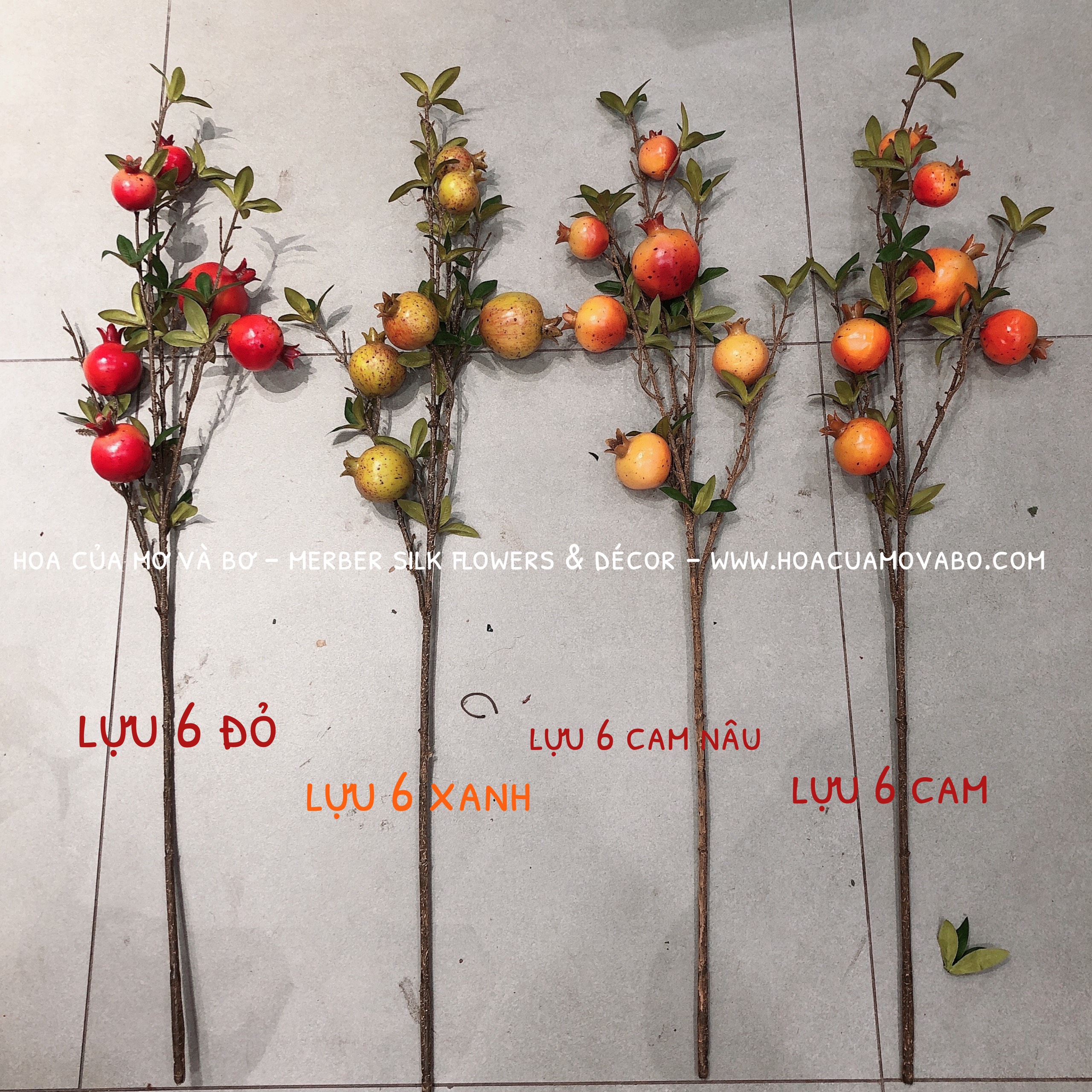 Cành lựu giả trang trí (ảnh chụp thật)