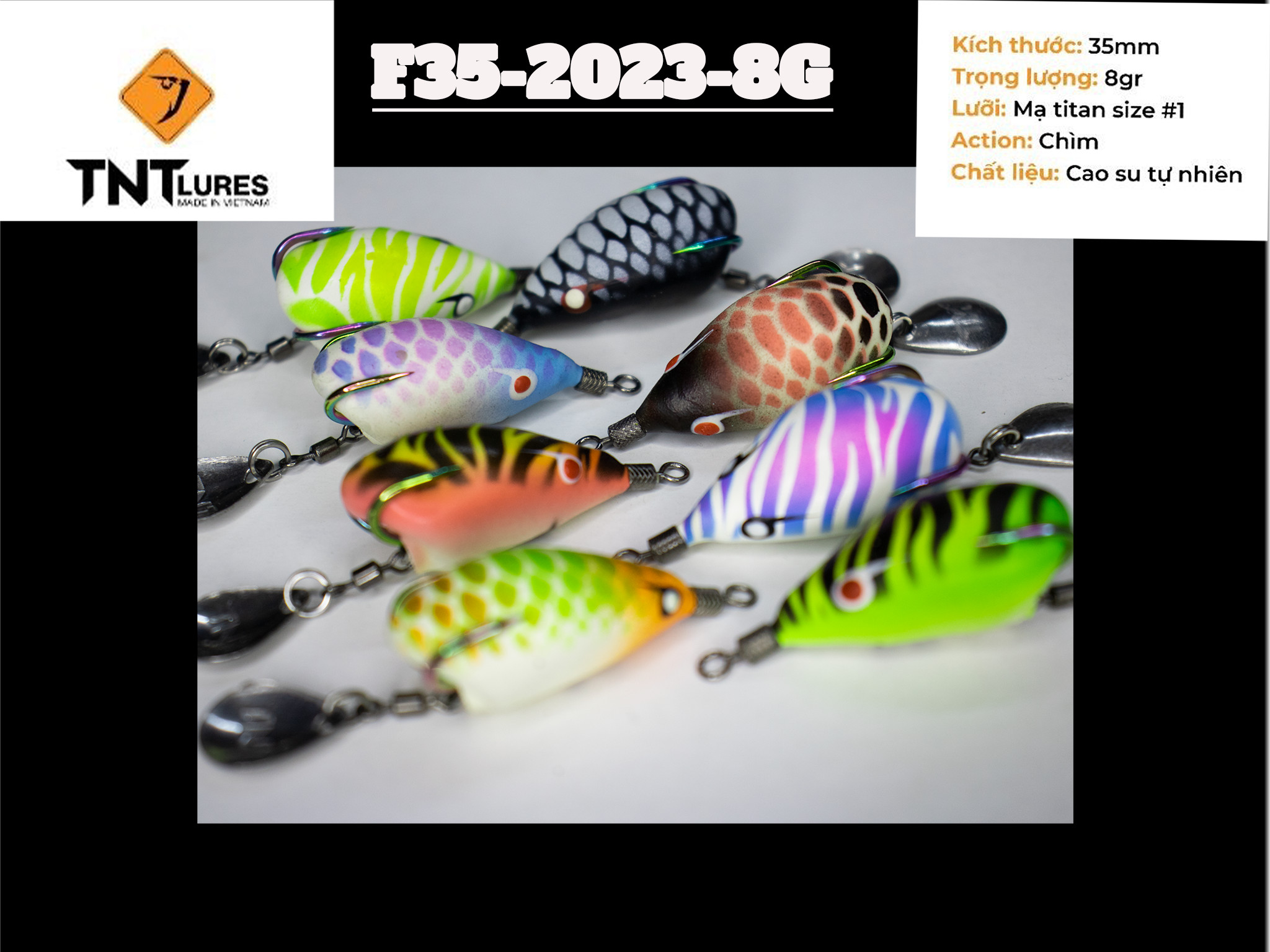Nhai hơi F35 2023 lưỡi titan 3.5CM-8G ( mồi chìm) săn lóc siêu nhạy