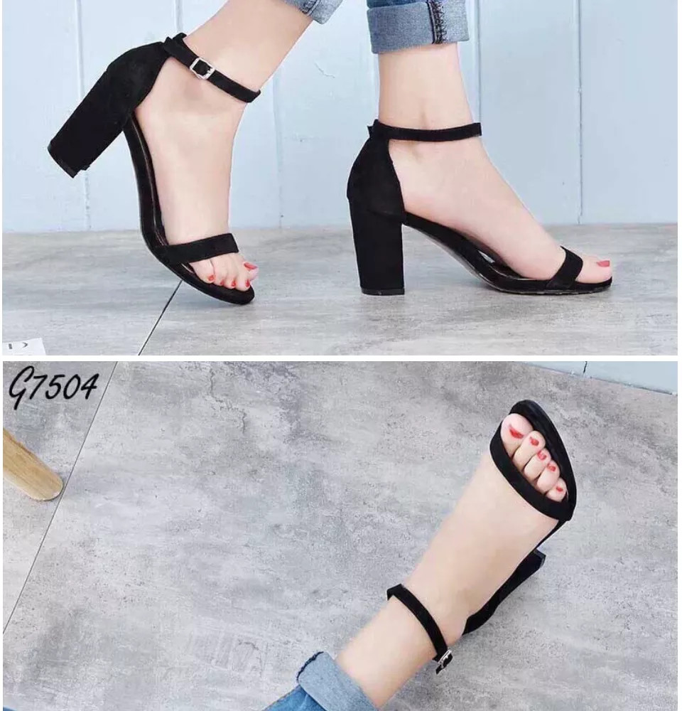Giày nữ mystore cg-0116 - giày sandal cao gót vuông 7p quai ngang bít gót quai hậu trẻ trung