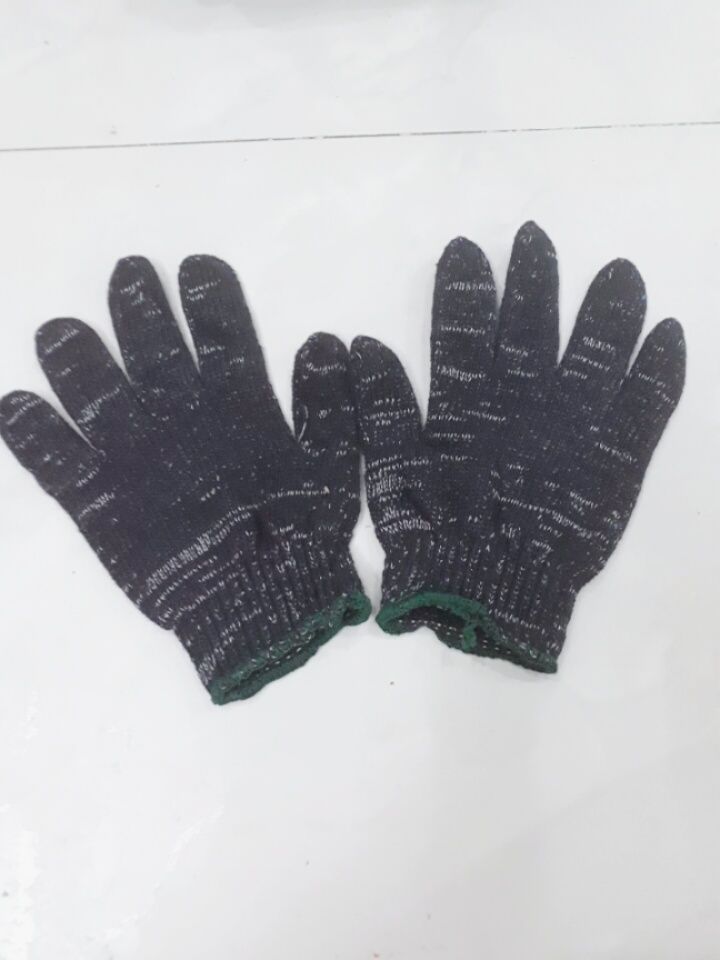 10 Pairs of Black Work Gloves with White Stripes and Orange Trim