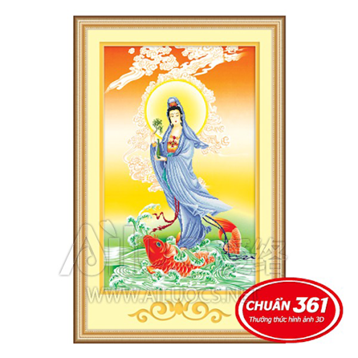 Tranh thêu chữ thập Quan Thế Âm Bồ Tát 53355 - kích thước 61 * 92