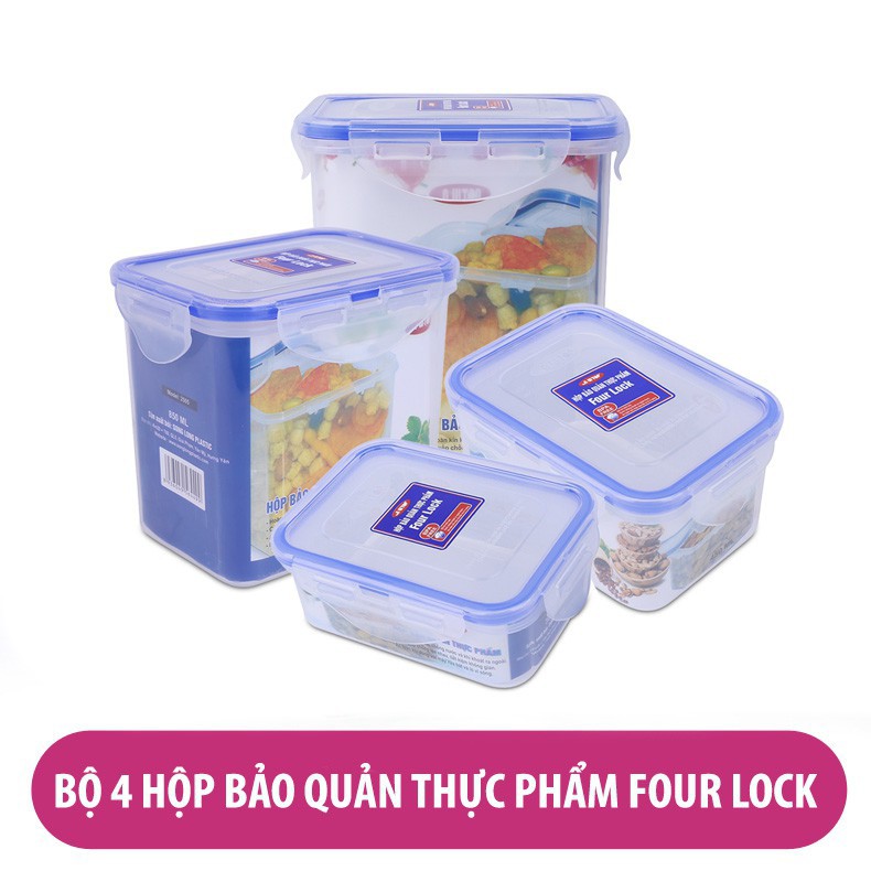 Bộ 4 hộp đựng bảo quản thực phẩm FOUR LOCK 250X