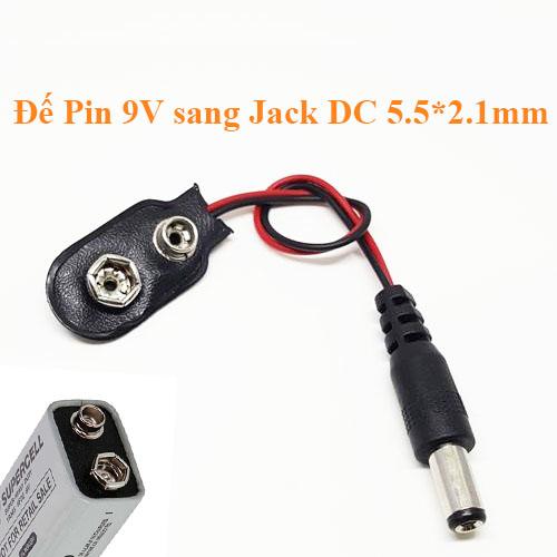 Bộ 2 Đế Pin 9V sang Jack DC 5.5x2.1mm (Jack nguồn cho Arduino)