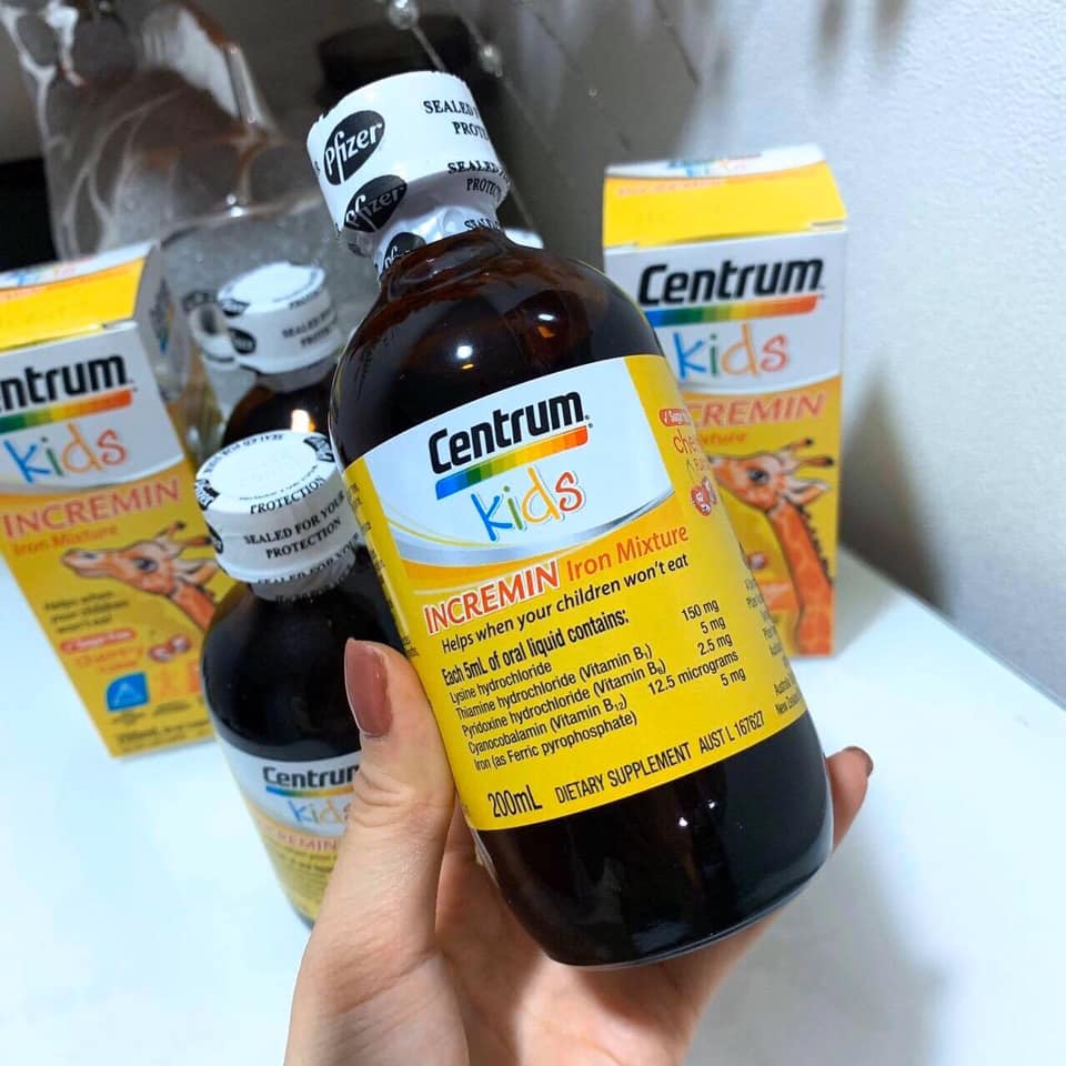 ( Mẫu Mới) Siro Centrum Kids 200ml Incremin Iron Mixture Úc