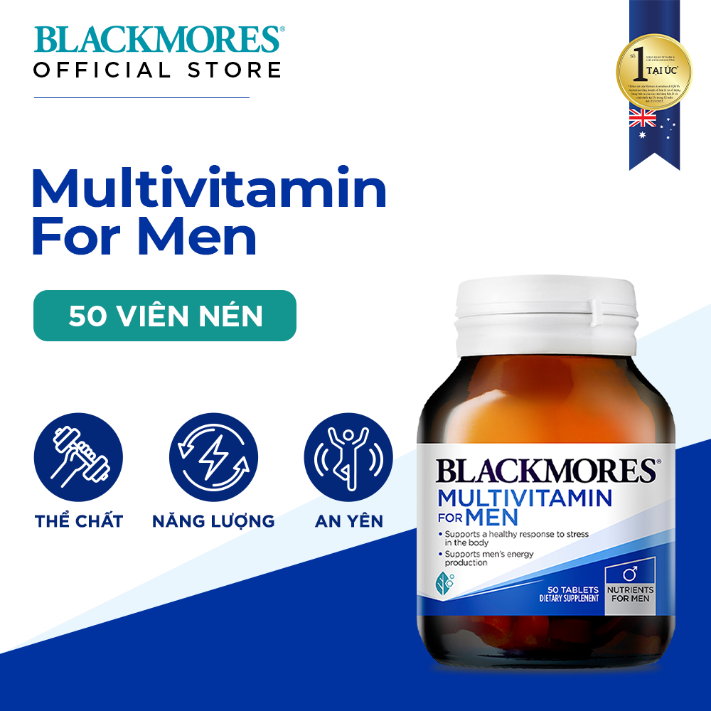 Vitamin Tổng Hợp Hỗ Trợ Sức Khỏe Nam Giới Blackmores Multivitamin For Men Lọ 50 Viên