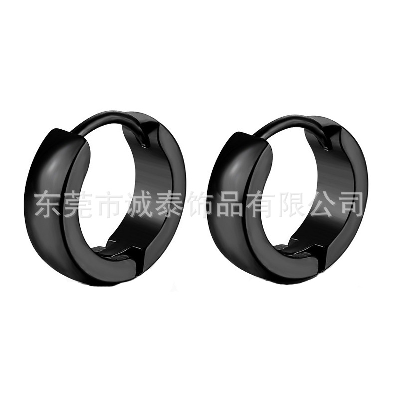 韩版新款弧形钛钢圆形耳扣不锈钢耳钉耳环亚马逊爆款厂家现货批发