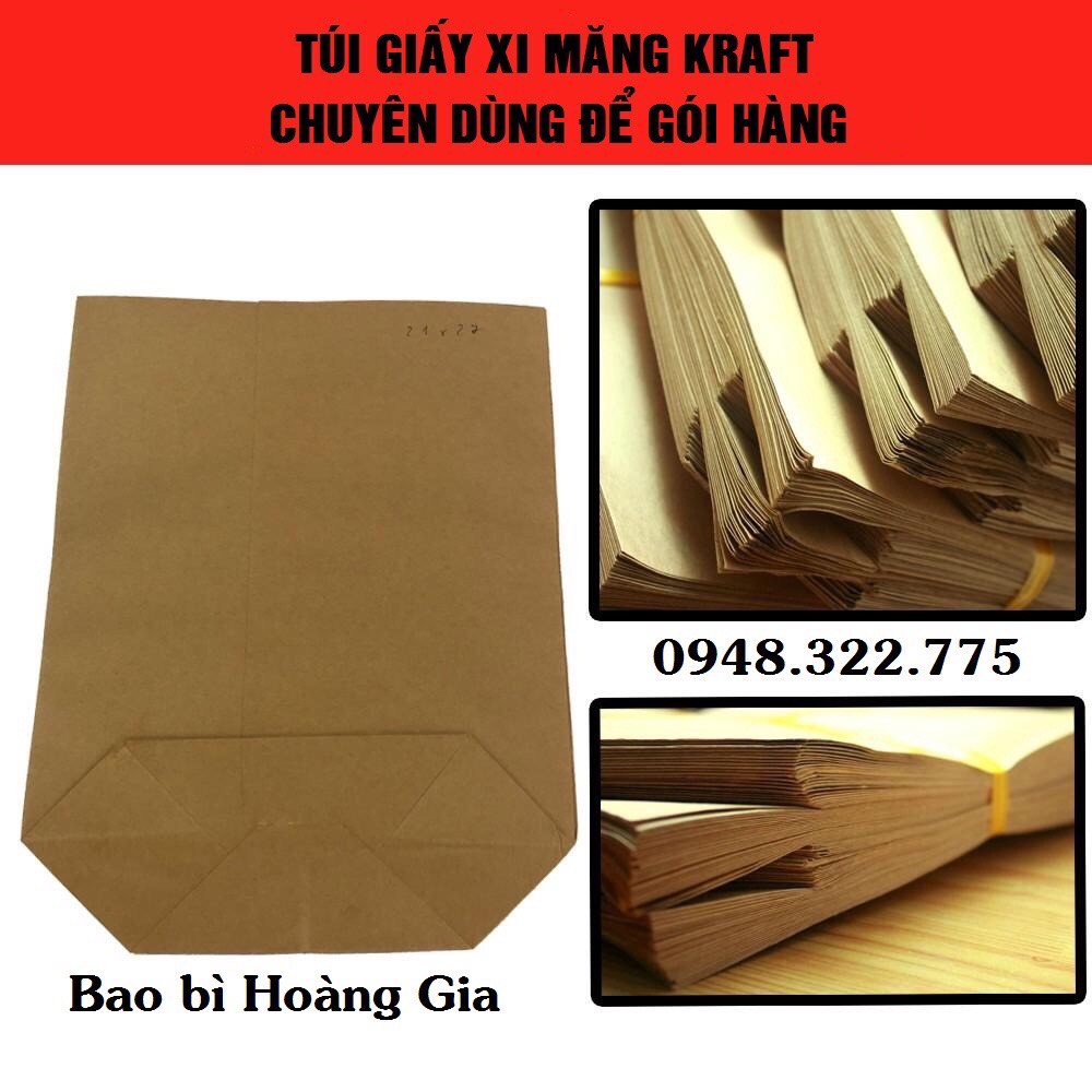 100 Túi Giấy Xi măng Kraft T5kg (kt 36*41)