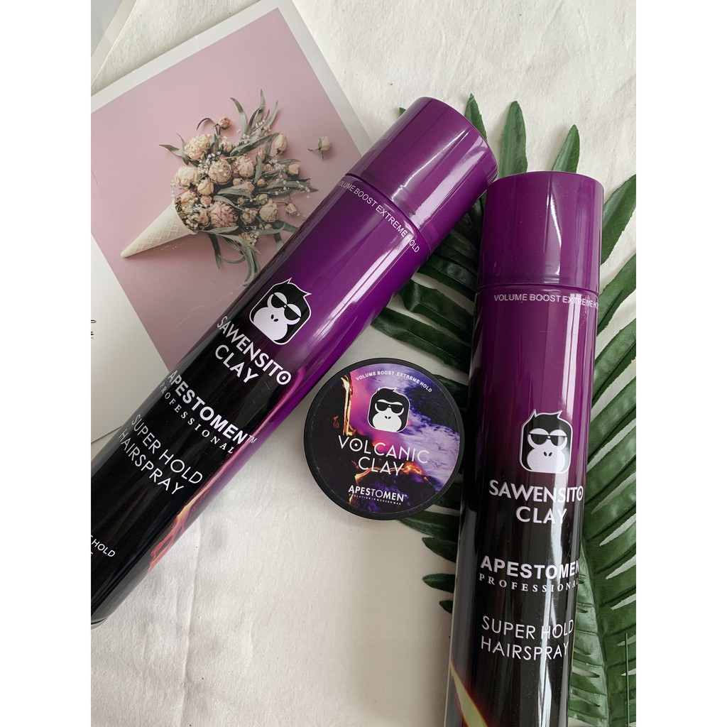 Combo gôm xịt tóc + sáp vuốt tóc Volcanic