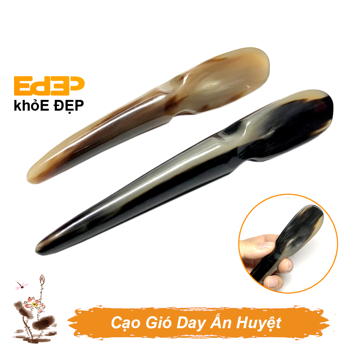 Dụng Cụ Diện Chẩn Cây Cạo Gió Day Ấn Huyệt Chất Liệu Sừng Thiên Nhiên (Massage, Đã Thông Kinh Mạch, Lưu Thông Khí Huyết)