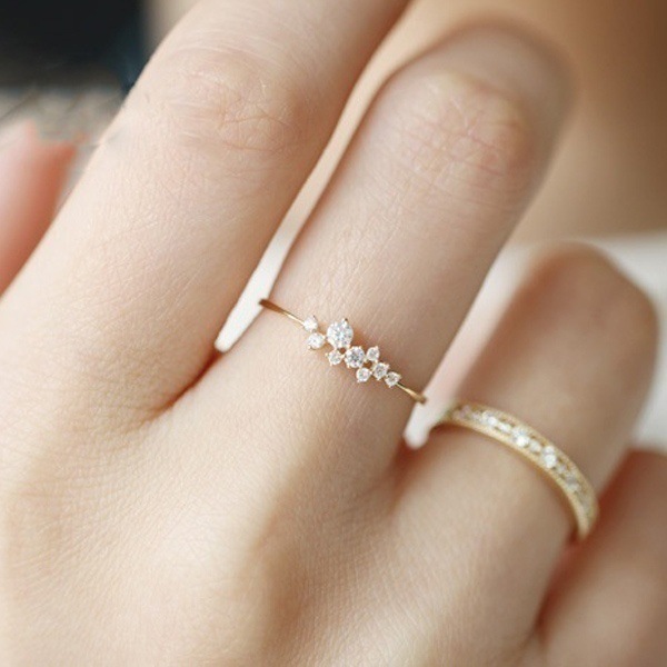 [HCM]Nhẫn Nữ Hoa Leo Dây  Kim Cương Phong Cách Hàn RB9ZIRCON01
