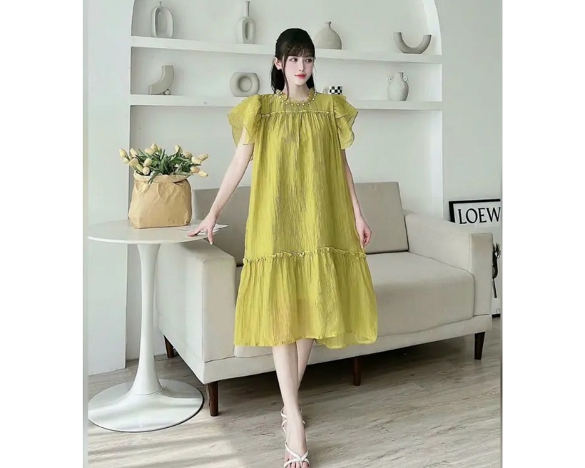 Váy bầu thiết kế công sở-đầm bầu xinh thời trang suông a cổ ngọc