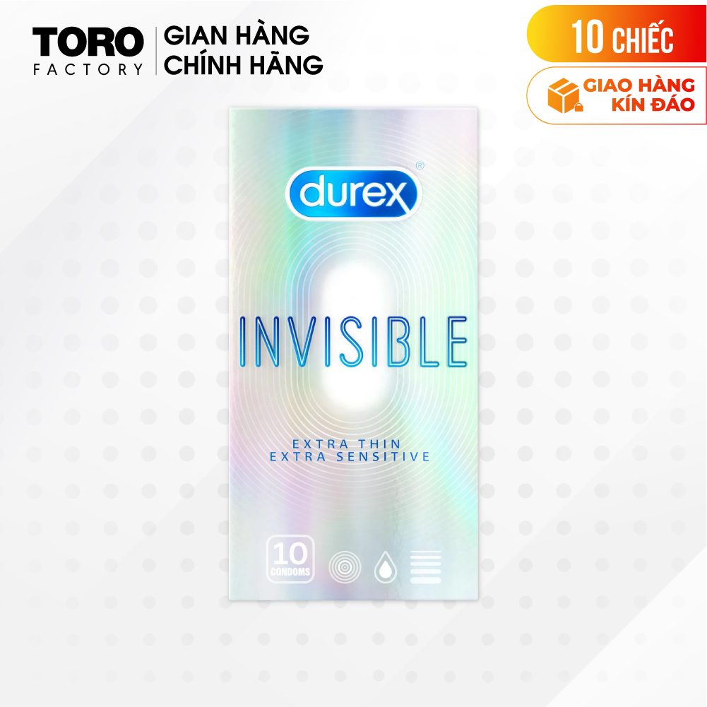 Bao cao su Durex Invisible siêu mỏng, mềm mịn - Hộp 10 cái | TORO FACTORY