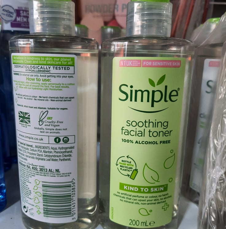 nước hoa hồng dưỡng da simple 200ml