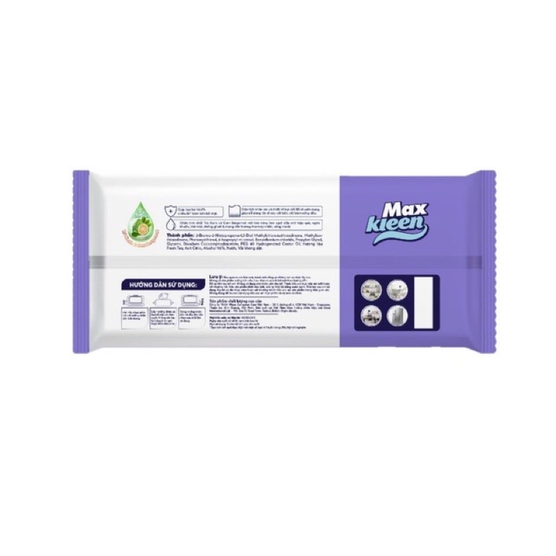 Combo 4 Bịch Khăn Ướt lau Bề mặt đa năng MaxKleen 30 miếng/bịch