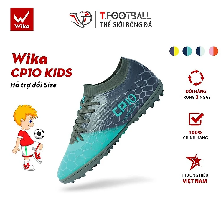 Giày bóng đá trẻ em wika cp10 kids lót giày eva êm ái bảo vệ chân