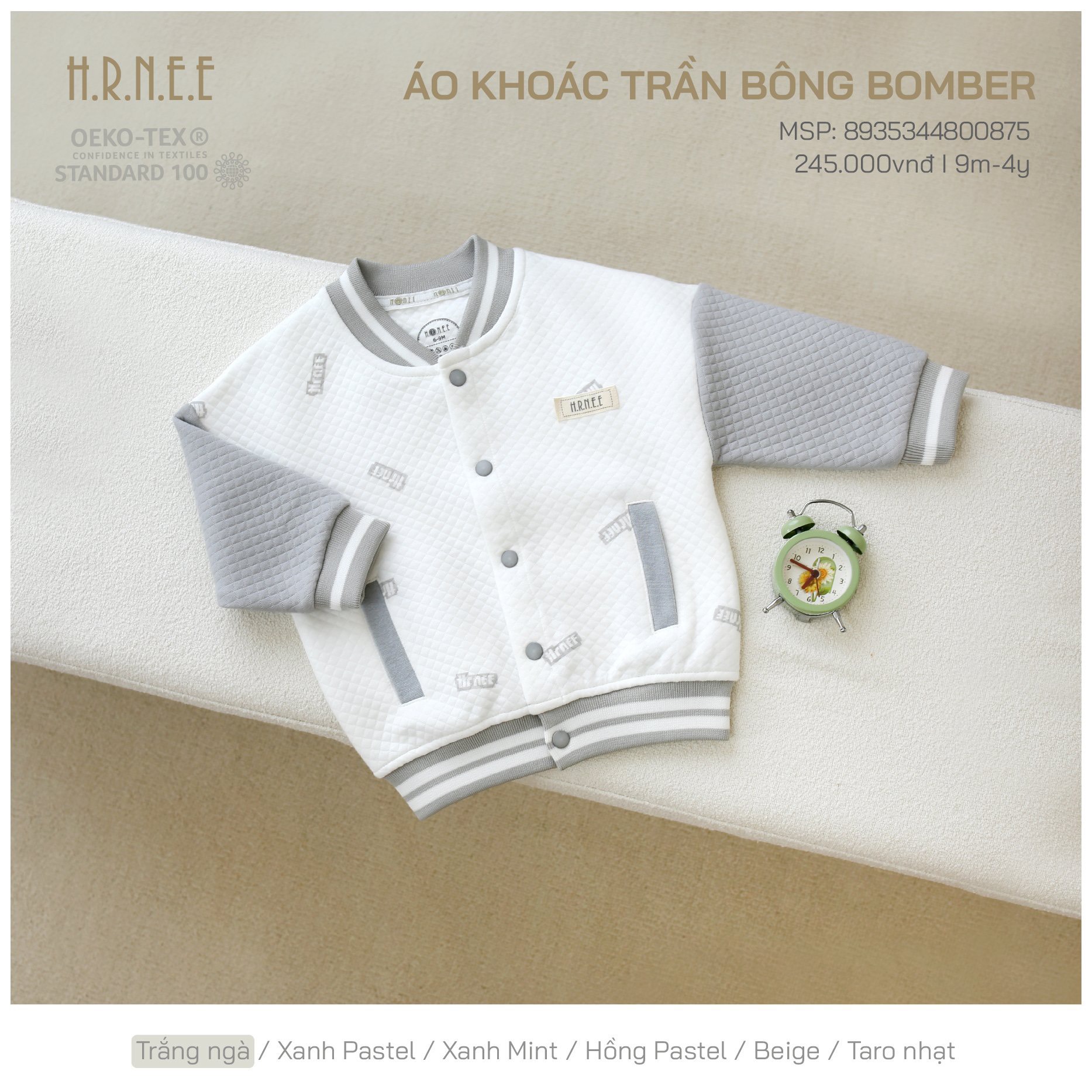 Áo khoác trẻ em trần bông ấm áp bomber Hrnee
