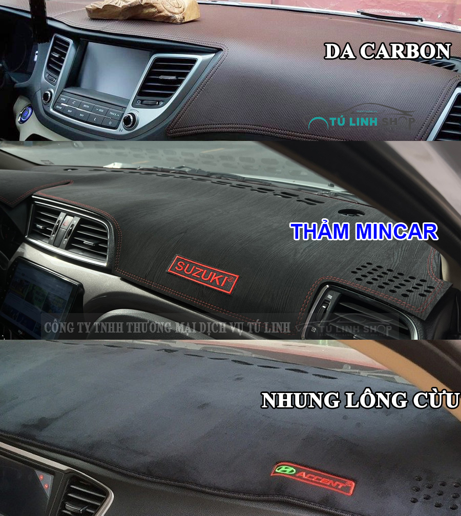 Thảm taplo INNOVA chính hãng MINCAR hoặc bằng lông Cừu 3 lớp và Da Cacbon