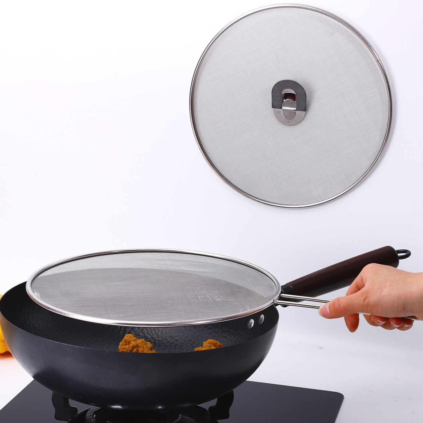 Vợt vớt bọt inox, vớt váng dầu mỡ, vớt thức ăn tiện lợi cho nhà bếp phi 25cm, Dụng cụ vợt ray lọc dầu cán dài bán tại VINEMART SG