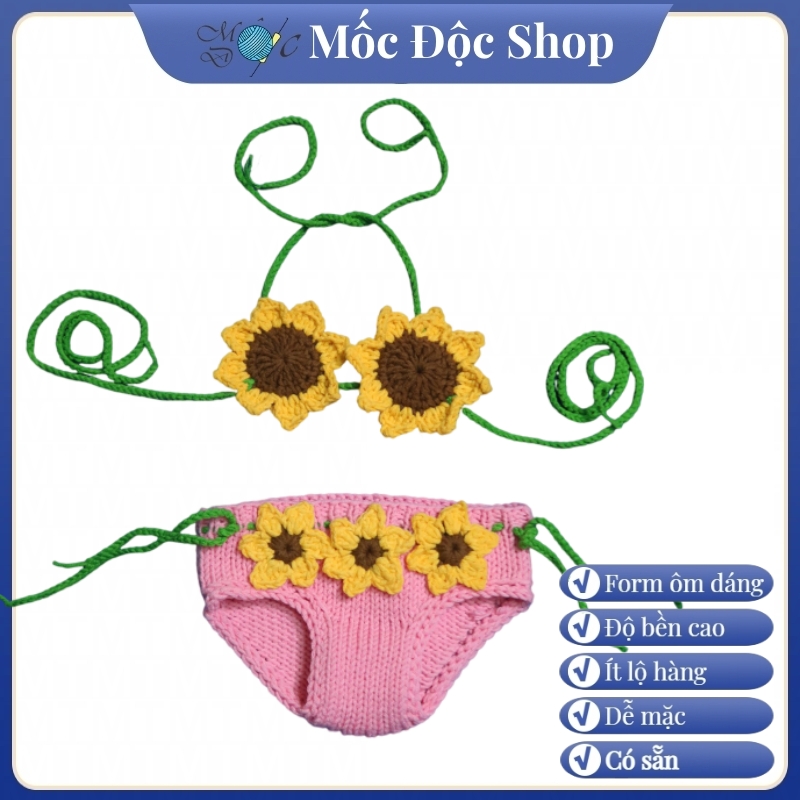 Baby girl Sunflower crochet bikini , swim suit two piece, bathing Suit for Newborn, Toddler