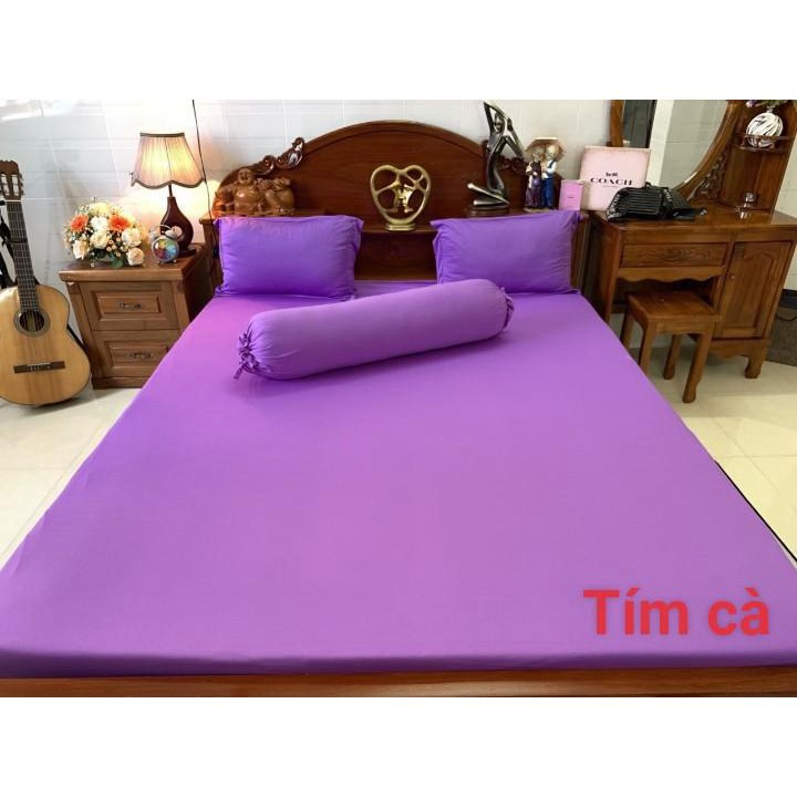 Bộ 4 món ga gối thun mát mềm cao cấp - tím cà