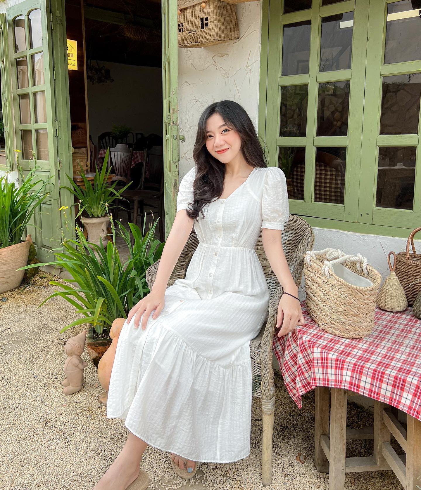 Đầm NAMIA - Đầm cổ tim dáng midi