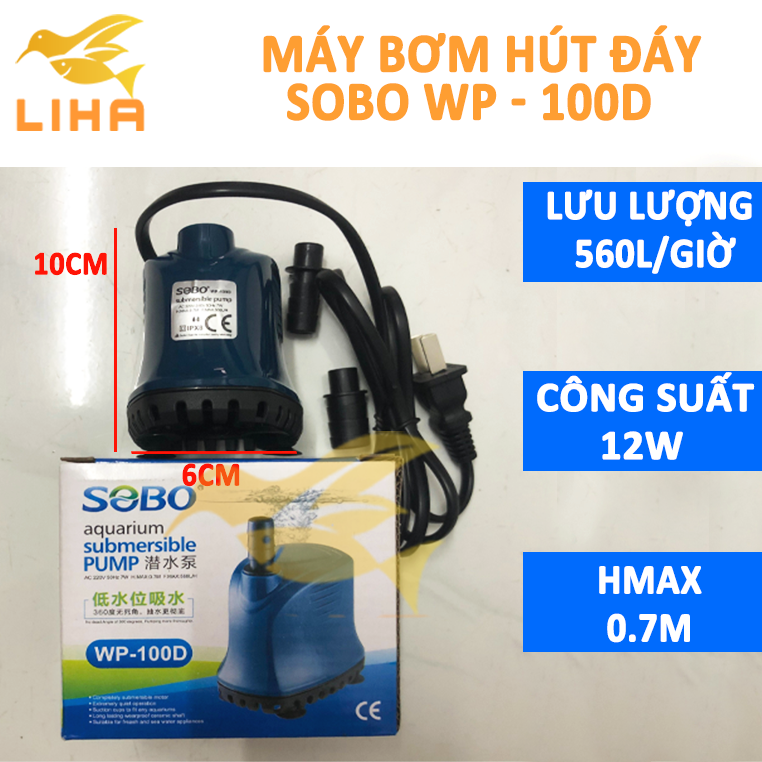 Máy Bơm Hút Cặn Sobo WP-100D (7W-560L/H-0.7M) - Máy Bơm Nước Cho Bể Cá