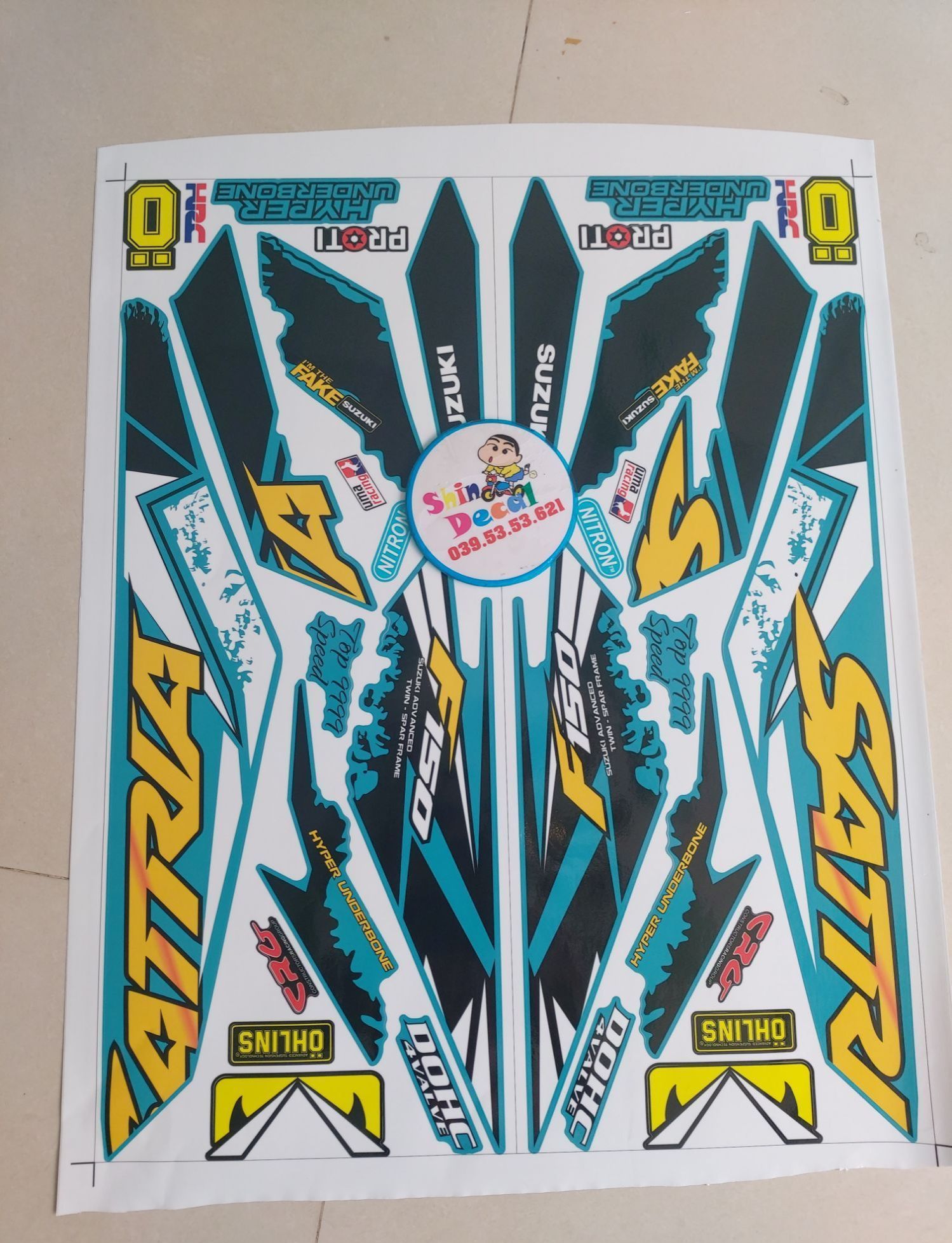 Tem satria fi dán xanh vàng đen