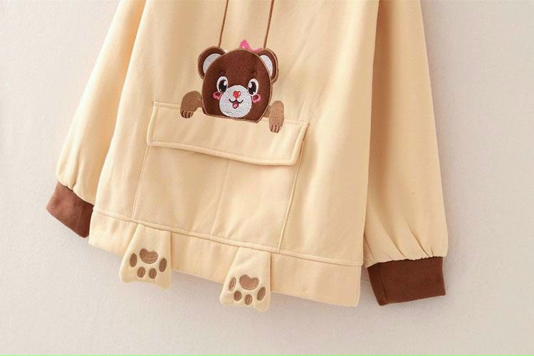 Áo khoác hoodie thêu hình chú gấu siêu cute luôn
